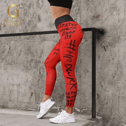 Colourful High-Waist Text Yoga Leggings - Glenn of SWEDEN